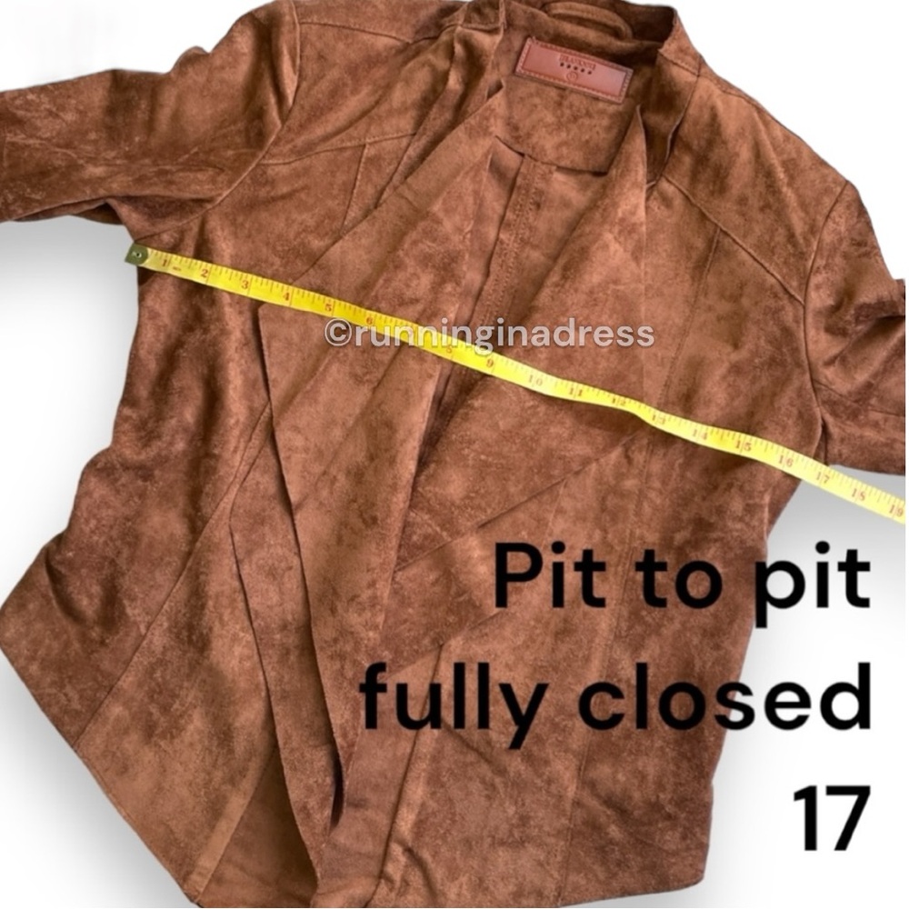 NWT Blank NYC Coco Nonstop Faux Suede Open Front Jacket In Size XS Brown Moto - Picture 7 of 13